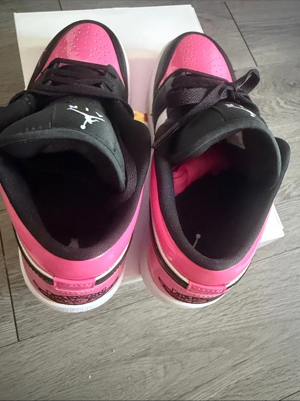 Nike Air Jordan 1 Low Black & Pink Leather Sneakers
